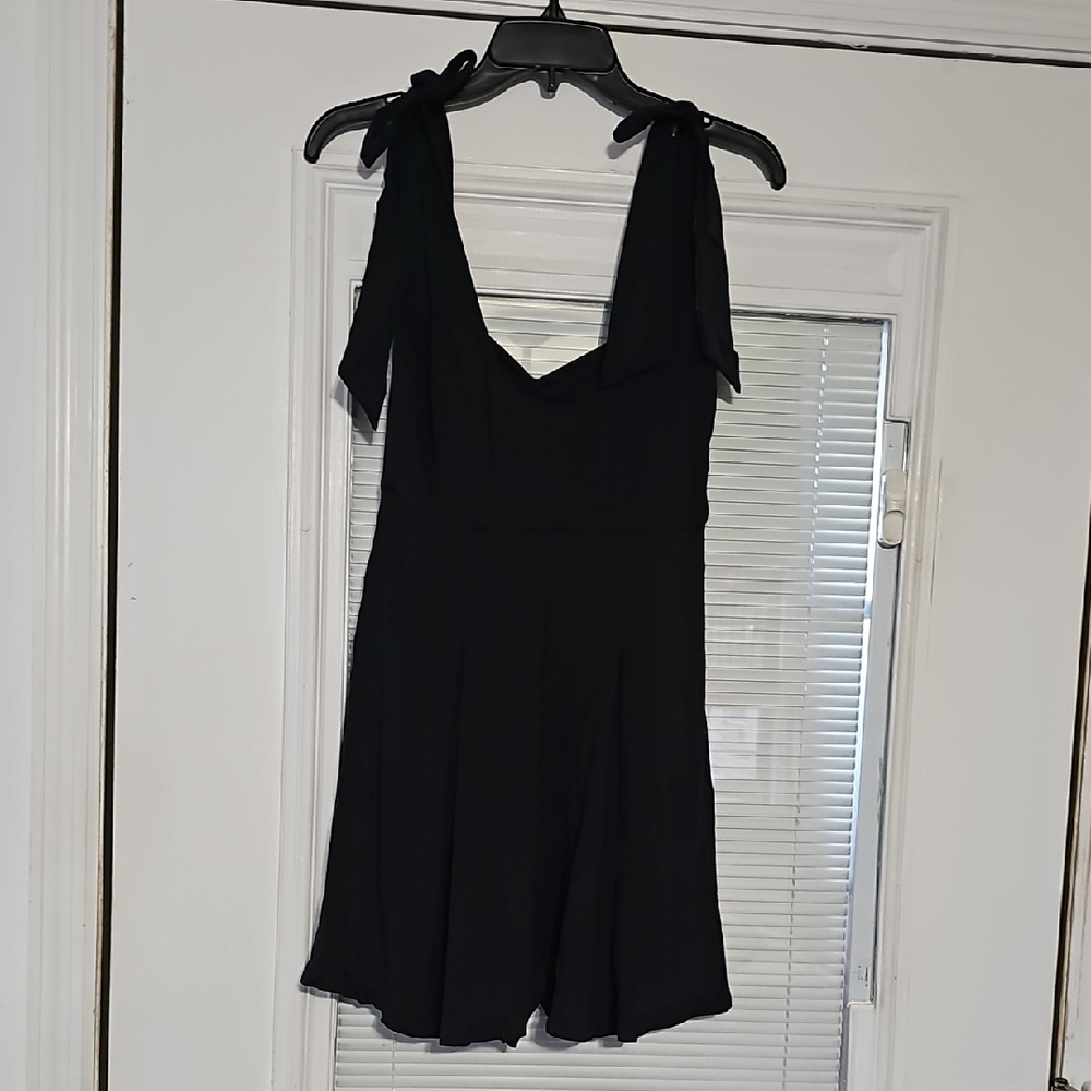 Black Tie-Shoulder Mini Dress